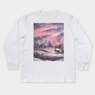 Pink Winter Painting Kids Long Sleeve T-Shirt